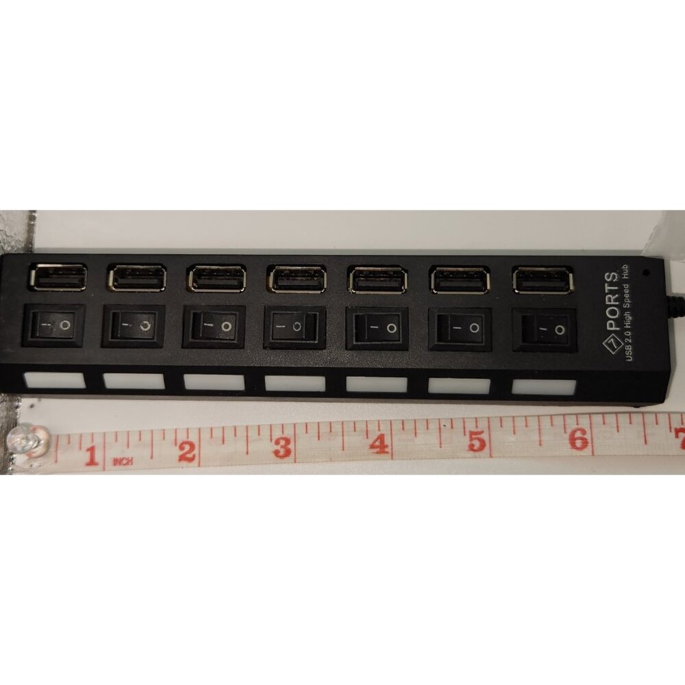 USB 2.0 Hub,  7-Port USB Data Hub Splitter with 12" Cable USB Extension Powered